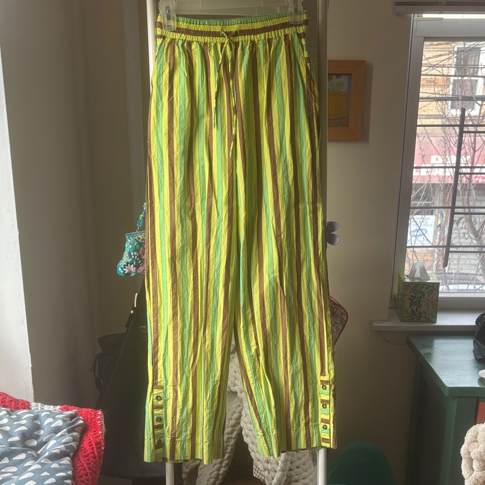 Striped Yellow and Green Damson Madder Pants